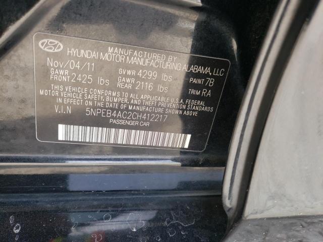 Photo 9 VIN: 5NPEB4AC2CH412217 - HYUNDAI SONATA GLS 