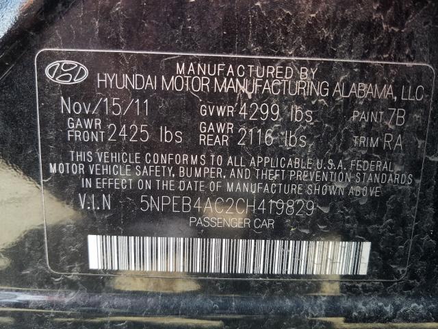 Photo 9 VIN: 5NPEB4AC2CH419829 - HYUNDAI SONATA GLS 