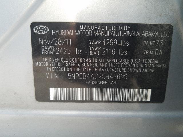 Photo 9 VIN: 5NPEB4AC2CH426991 - HYUNDAI SONATA 