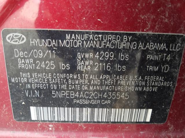 Photo 9 VIN: 5NPEB4AC2CH435545 - HYUNDAI SONATA GLS 