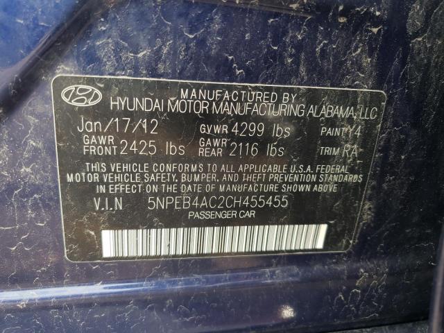 Photo 11 VIN: 5NPEB4AC2CH455455 - HYUNDAI SONATA 