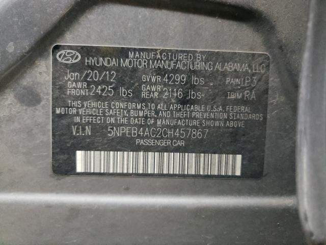 Photo 9 VIN: 5NPEB4AC2CH457867 - HYUNDAI SONATA GLS 