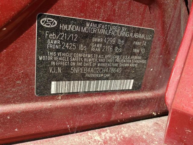 Photo 11 VIN: 5NPEB4AC2CH478640 - HYUNDAI SONATA GLS 