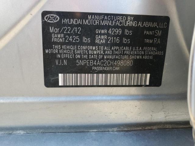 Photo 12 VIN: 5NPEB4AC2CH498080 - HYUNDAI SONATA GLS 