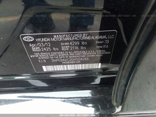 Photo 8 VIN: 5NPEB4AC2DH504266 - HYUNDAI SONATA 