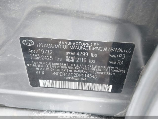 Photo 8 VIN: 5NPEB4AC2DH514540 - HYUNDAI SONATA 