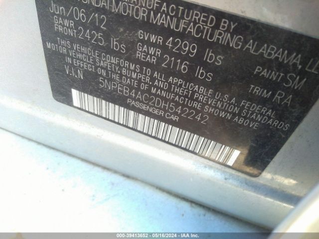 Photo 8 VIN: 5NPEB4AC2DH542242 - HYUNDAI SONATA 