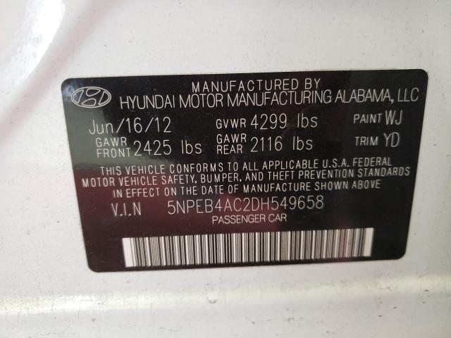 Photo 9 VIN: 5NPEB4AC2DH549658 - HYUNDAI SONATA GLS 