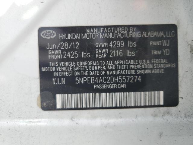 Photo 11 VIN: 5NPEB4AC2DH557274 - HYUNDAI SONATA GLS 