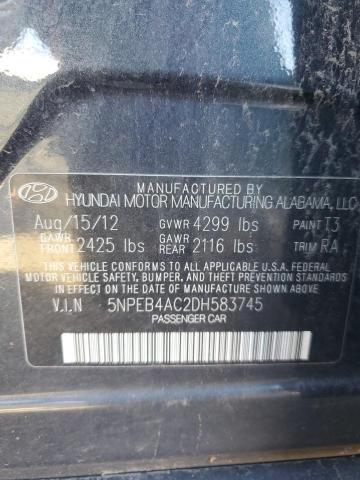 Photo 11 VIN: 5NPEB4AC2DH583745 - HYUNDAI SONATA GLS 