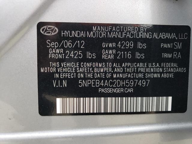 Photo 11 VIN: 5NPEB4AC2DH597497 - HYUNDAI SONATA 