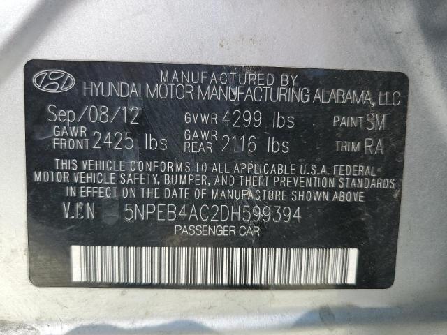 Photo 12 VIN: 5NPEB4AC2DH599394 - HYUNDAI SONATA GLS 