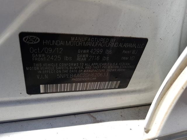 Photo 9 VIN: 5NPEB4AC2DH620633 - HYUNDAI SONATA GLS 