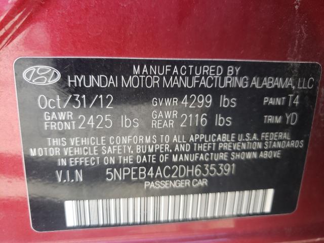 Photo 9 VIN: 5NPEB4AC2DH635391 - HYUNDAI SONATA GLS 