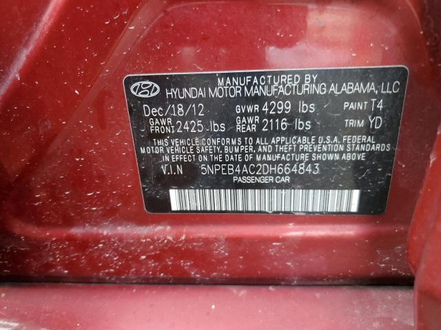 Photo 12 VIN: 5NPEB4AC2DH664843 - HYUNDAI SONATA 