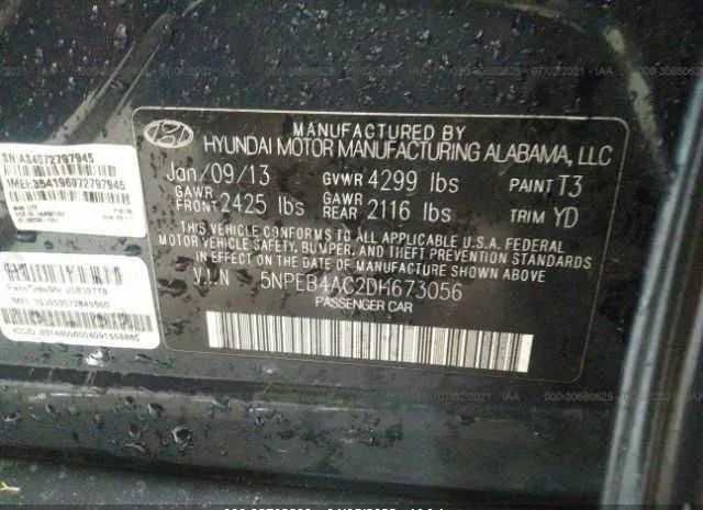 Photo 8 VIN: 5NPEB4AC2DH673056 - HYUNDAI SONATA 