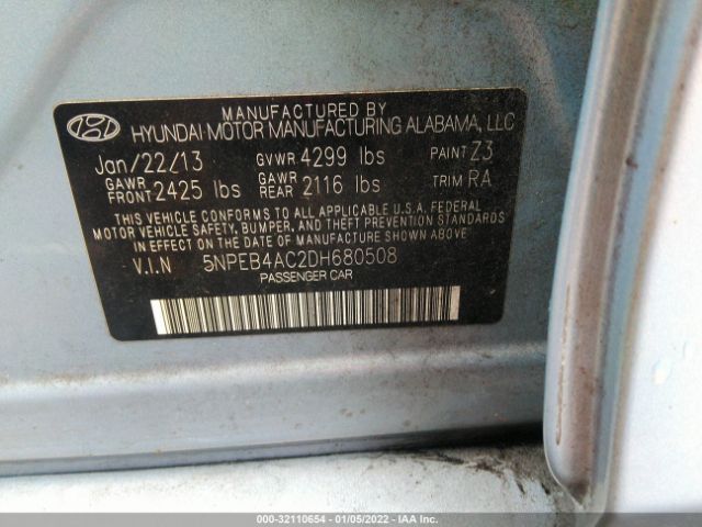 Photo 8 VIN: 5NPEB4AC2DH680508 - HYUNDAI SONATA 