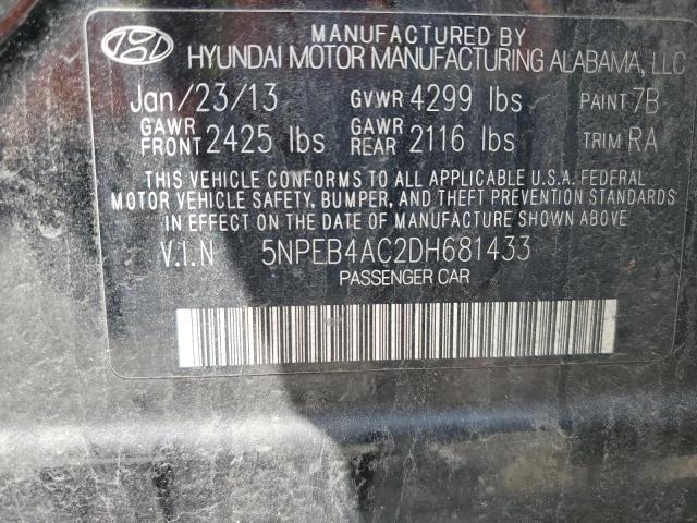 Photo 11 VIN: 5NPEB4AC2DH681433 - HYUNDAI SONATA 