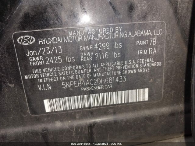 Photo 8 VIN: 5NPEB4AC2DH681433 - HYUNDAI SONATA 