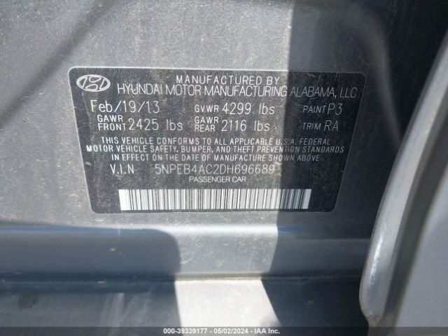 Photo 8 VIN: 5NPEB4AC2DH696689 - HYUNDAI SONATA 