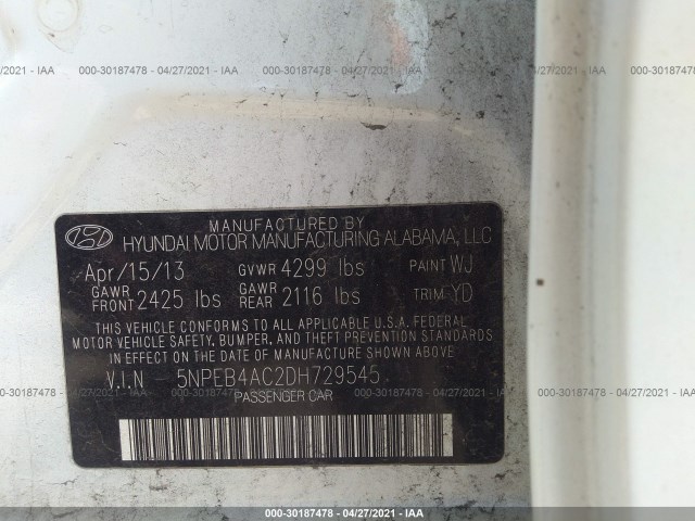 Photo 8 VIN: 5NPEB4AC2DH729545 - HYUNDAI SONATA 