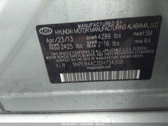 Photo 8 VIN: 5NPEB4AC2DH734308 - HYUNDAI SONATA 