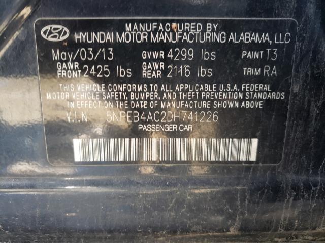 Photo 9 VIN: 5NPEB4AC2DH741226 - HYUNDAI SONATA GLS 