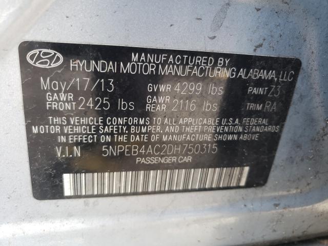 Photo 9 VIN: 5NPEB4AC2DH750315 - HYUNDAI SONATA GLS 