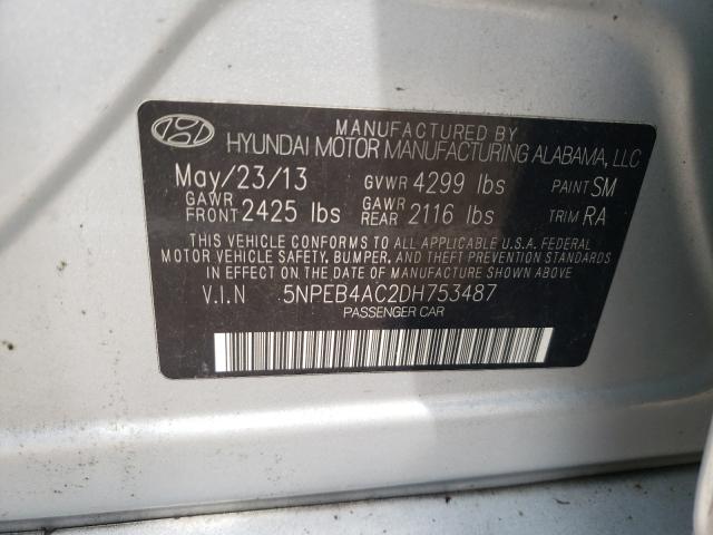 Photo 9 VIN: 5NPEB4AC2DH753487 - HYUNDAI SONATA GLS 