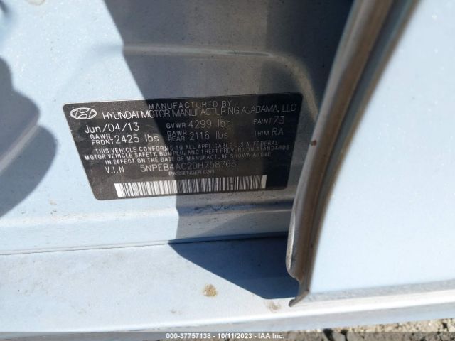 Photo 8 VIN: 5NPEB4AC2DH758768 - HYUNDAI SONATA 