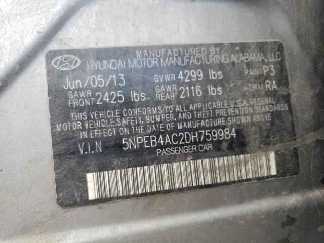 Photo 11 VIN: 5NPEB4AC2DH759984 - HYUNDAI SONATA GLS 