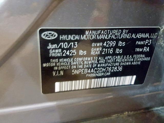 Photo 9 VIN: 5NPEB4AC2DH762836 - HYUNDAI SONATA GLS 