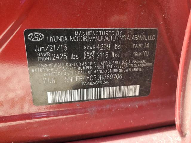 Photo 12 VIN: 5NPEB4AC2DH769706 - HYUNDAI SONATA 