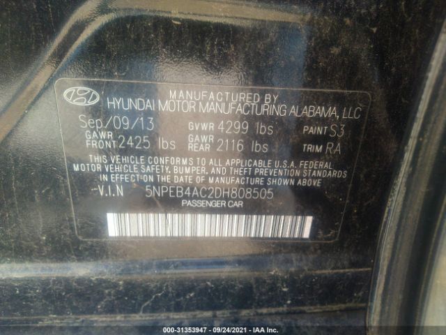 Photo 8 VIN: 5NPEB4AC2DH808505 - HYUNDAI SONATA 