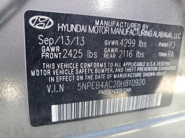 Photo 9 VIN: 5NPEB4AC2DH810920 - HYUNDAI SONATA GLS 