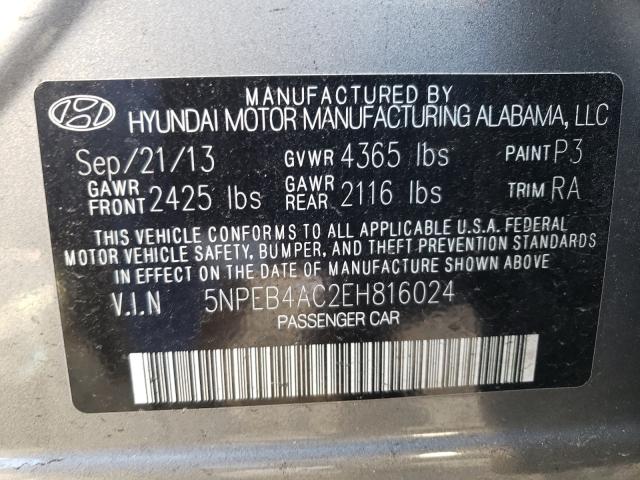 Photo 9 VIN: 5NPEB4AC2EH816024 - HYUNDAI SONATA GLS 