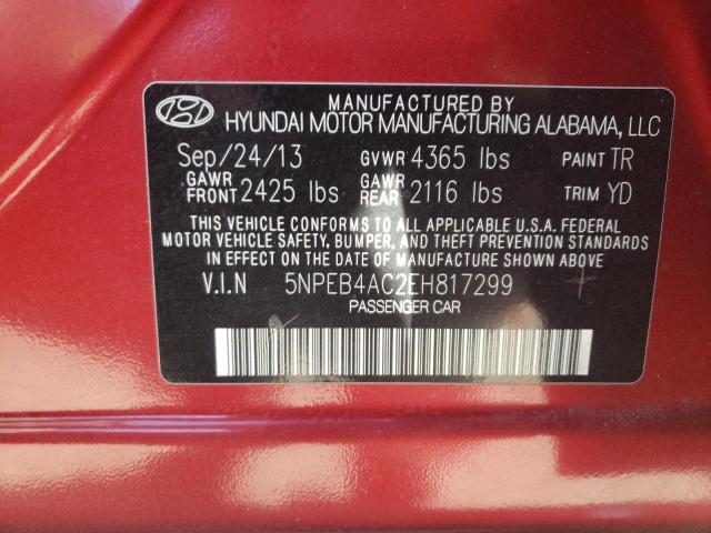 Photo 11 VIN: 5NPEB4AC2EH817299 - HYUNDAI SONATA GLS 