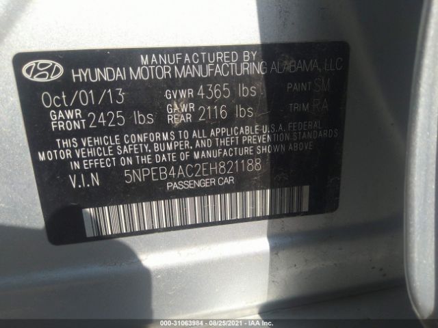 Photo 8 VIN: 5NPEB4AC2EH821188 - HYUNDAI SONATA 