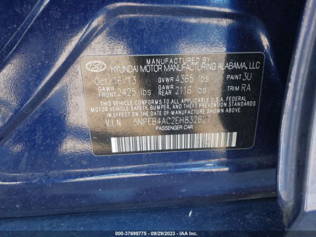 Photo 8 VIN: 5NPEB4AC2EH832627 - HYUNDAI SONATA 