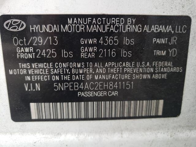 Photo 9 VIN: 5NPEB4AC2EH841151 - HYUNDAI SONATA 