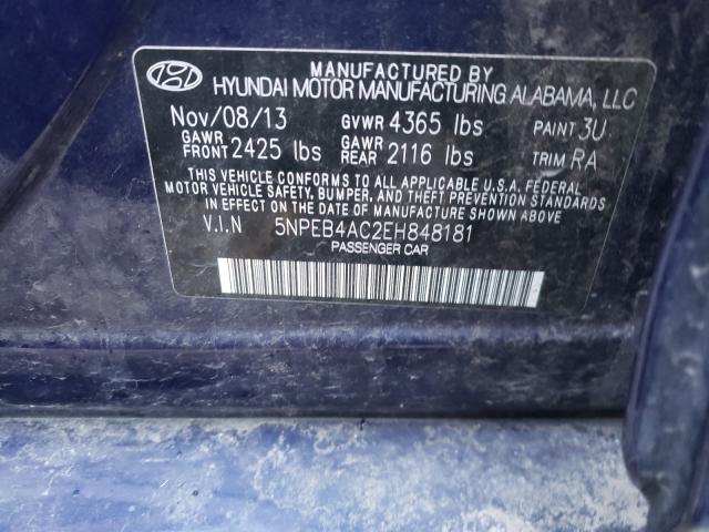 Photo 9 VIN: 5NPEB4AC2EH848181 - HYUNDAI SONATA GLS 