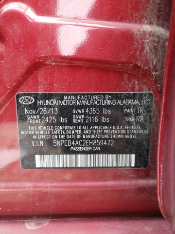 Photo 9 VIN: 5NPEB4AC2EH859472 - HYUNDAI SONATA GLS 