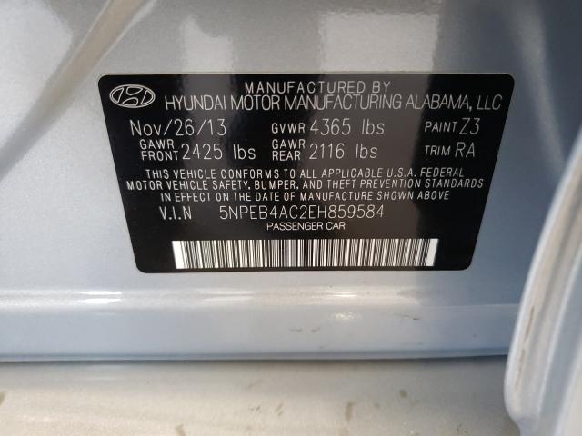 Photo 9 VIN: 5NPEB4AC2EH859584 - HYUNDAI SONATA GLS 