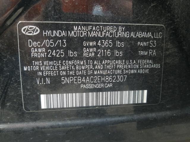 Photo 9 VIN: 5NPEB4AC2EH862307 - HYUNDAI SONATA GLS 