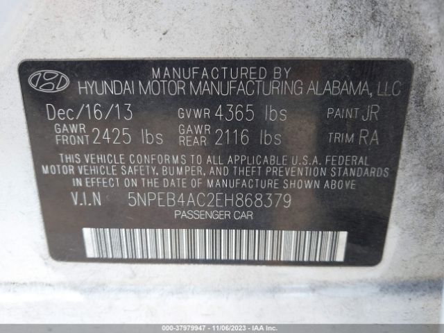 Photo 8 VIN: 5NPEB4AC2EH868379 - HYUNDAI SONATA 