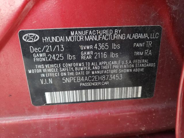 Photo 9 VIN: 5NPEB4AC2EH873453 - HYUNDAI SONATA GLS 