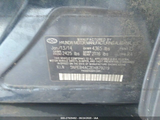 Photo 8 VIN: 5NPEB4AC2EH879219 - HYUNDAI SONATA 