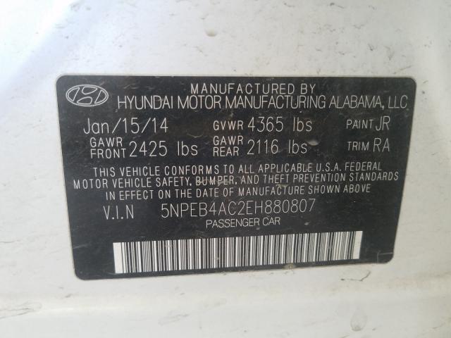 Photo 9 VIN: 5NPEB4AC2EH880807 - HYUNDAI SONATA GLS 