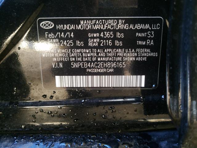 Photo 9 VIN: 5NPEB4AC2EH896165 - HYUNDAI SONATA GLS 