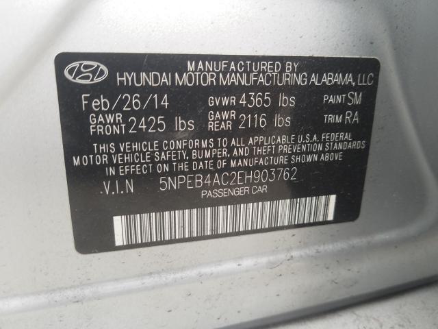 Photo 9 VIN: 5NPEB4AC2EH903762 - HYUNDAI SONATA GLS 